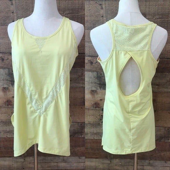 Nanette Lepore Yellow Active Tank Keyhole Back Athleisure Medium Yoga - Picture 2 of 6